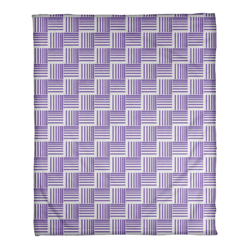 Couverture polaire à rayures classic basketweave, l 50 po x L 60 po, Mauve / Blanc