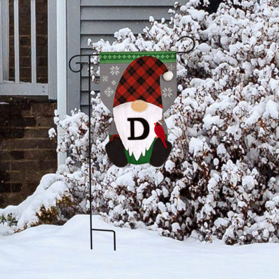 Gnome d'hiver - monogramme de toile de jute - drapeau de jardin