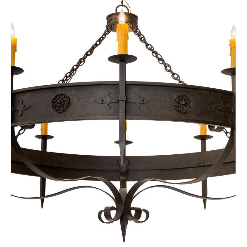 Lustre en roue de chariot à 10 lumières de style bougie Calandra