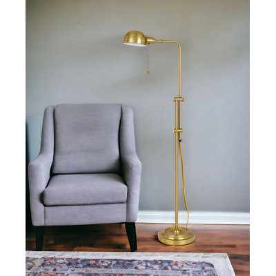 Lampe sur pied réglable en laiton 58 "avec abat-jour dôme bronze