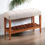 Banc en tissu et finition chêne-698436966