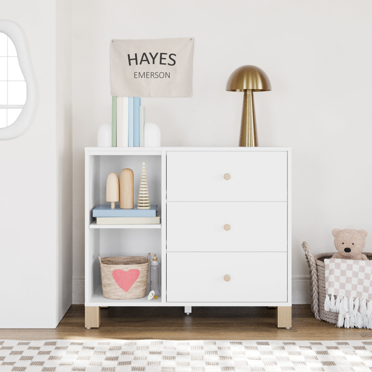 California 3-Drawer Combo Dresser, White