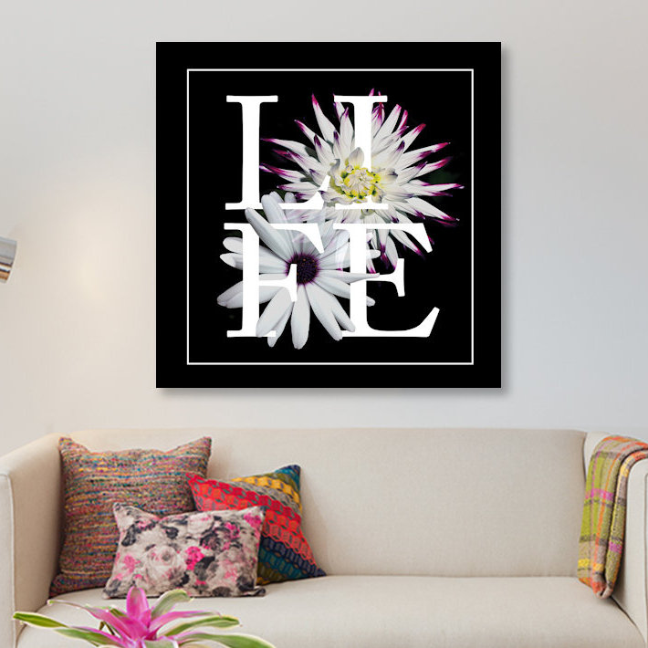 « floral graphic ii », impression sur toile, H 12 po x l 12 po x P 0,75 po, Pas de tapis, Toile tendue
