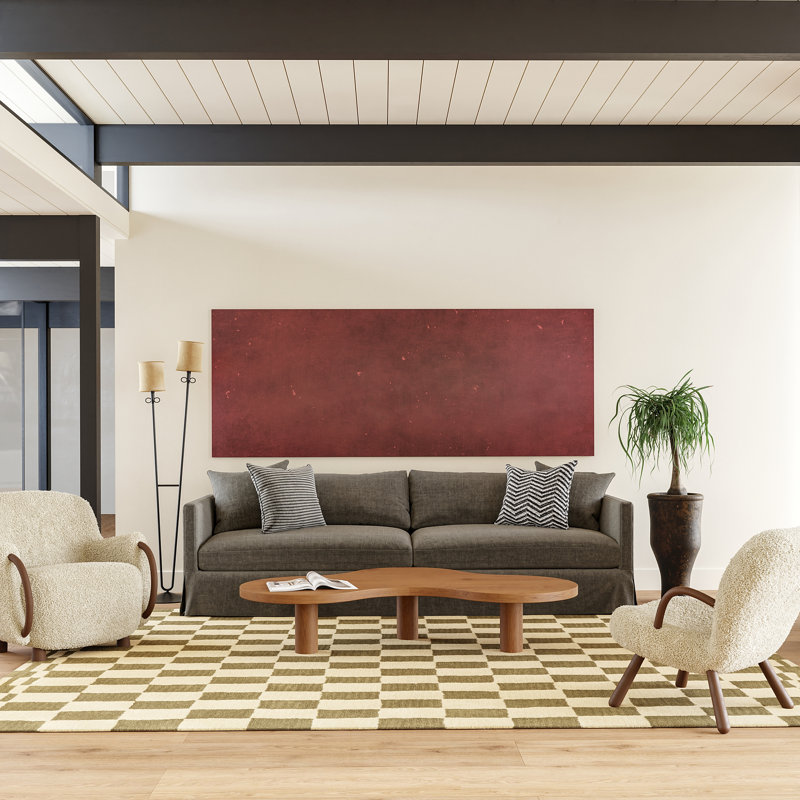  Kia Checkerboard Wool Area Rug, Rectangle 6' x 9'
