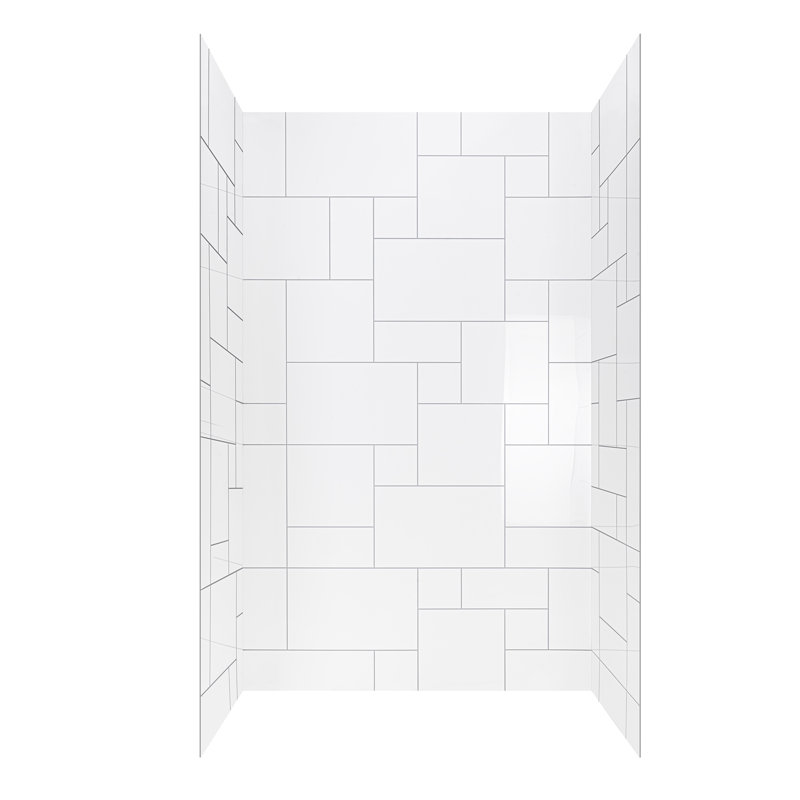 CNC Engraved Pattern 3-Panel Shower Wall Kit - 40″ x 60″ x 98″ - Quad Quilt, Quad Quilt