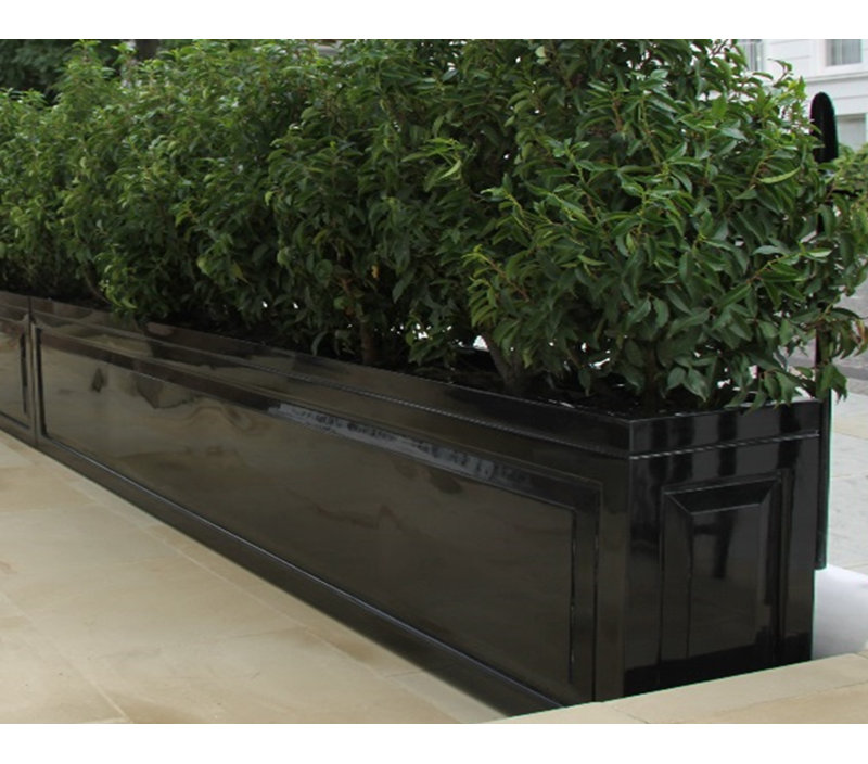 Haldeman Fiberglass Planter Box, Black, 46cm H x 38cm W x 137cm D