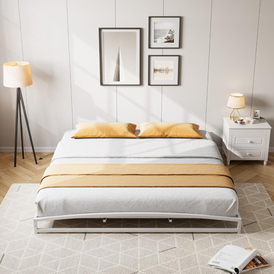 Hayli Low Profile Bed Frame, Heavy Duty Low Bed Frame Metal, Mattress Foundation with Steel Slat Support, No Box Spring Needed, Easy Assembly