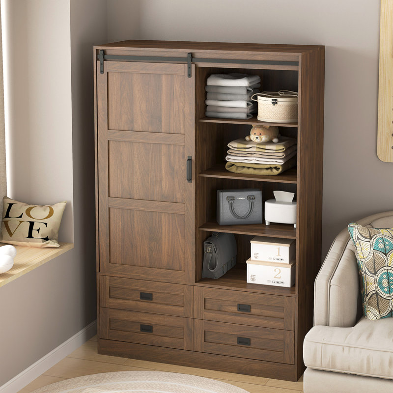 Armoire de rangement haute avec garde-robe de chambre à coucher, Bois