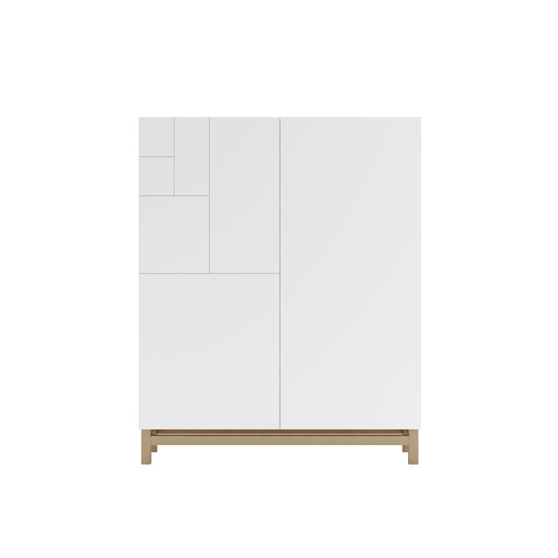 18 Pair Shoe Storage Cabinet, White/Light Oak