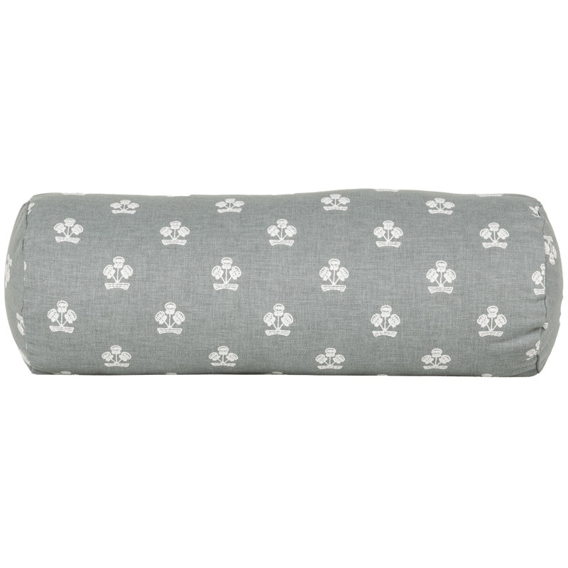 Coussin décoratif Birch Lane, Polyester, Traversin H 8 po x l 21 po, Slate Blue Floral