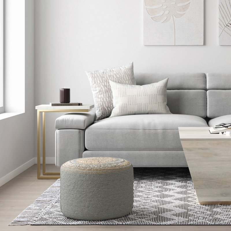Pouf rond tressé - gris tourterelle