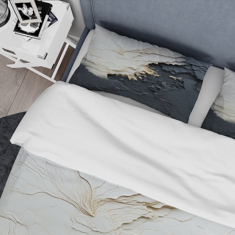 Ensemble de housse de couette Minimalisme noir et blanc Paint Wave III - Coastal