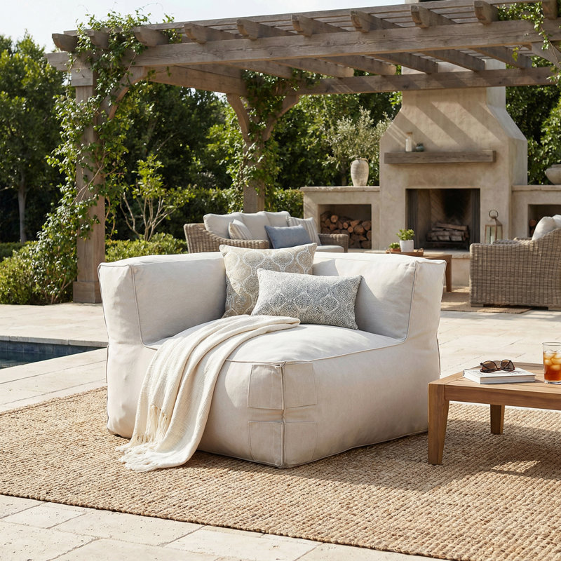 Canapé d'angle en oléfine Dael, Beige, 1