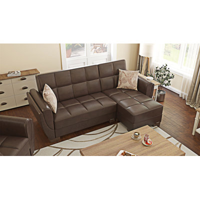 Upholstered Convertible Chaise Lounge With Storage