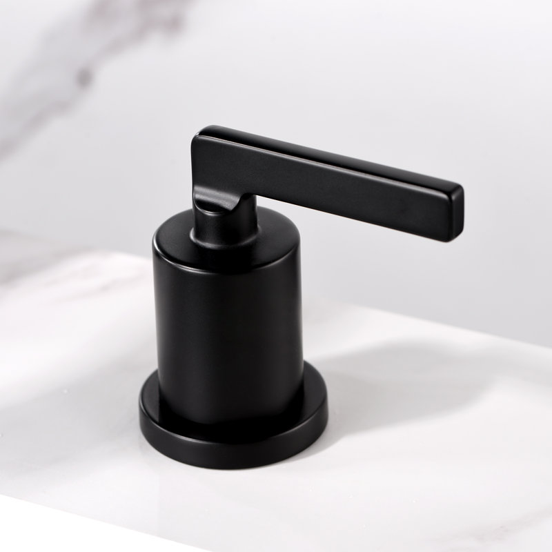 Widespread Bathroom Faucet with Drain Assembly, Matte Black