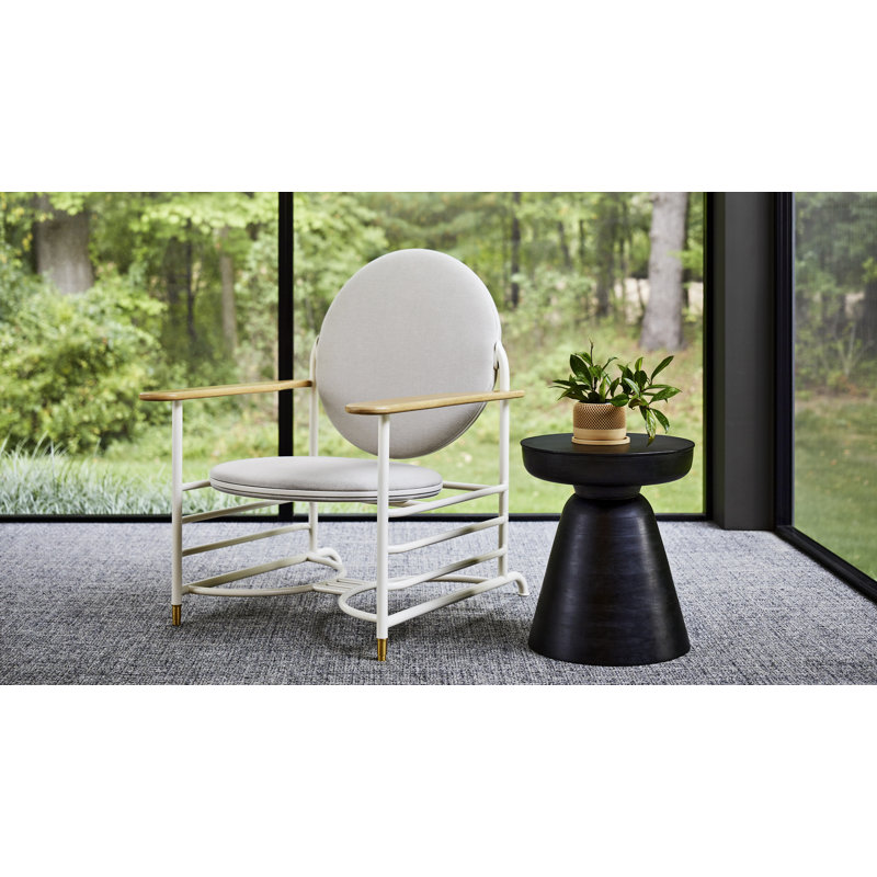 Frank Lloyd Wright Racine Lounge Chair, Ink 100% Polyester, Obsidian