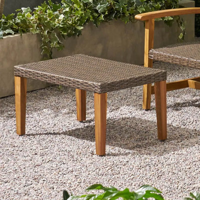 Repose-pieds d'extérieur en bois et osier pour patio et jardin | Idée de cadeau