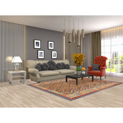 Tapis oriental réversible en laine Kilim 6 x 8