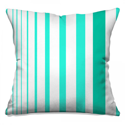 Turquoise Vertical Stripes Double Sided Throw Pillows