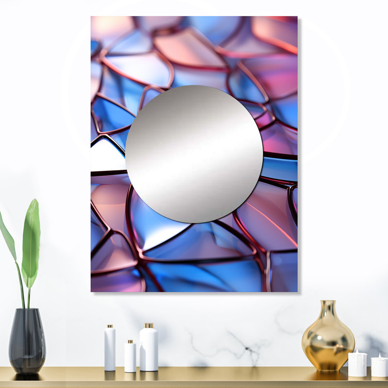 Seiyu géométrique Mosiac Fusion - miroir décoratif lilas, miroir mural traditionnel, impression d'art en métal, 32 po x 24 po