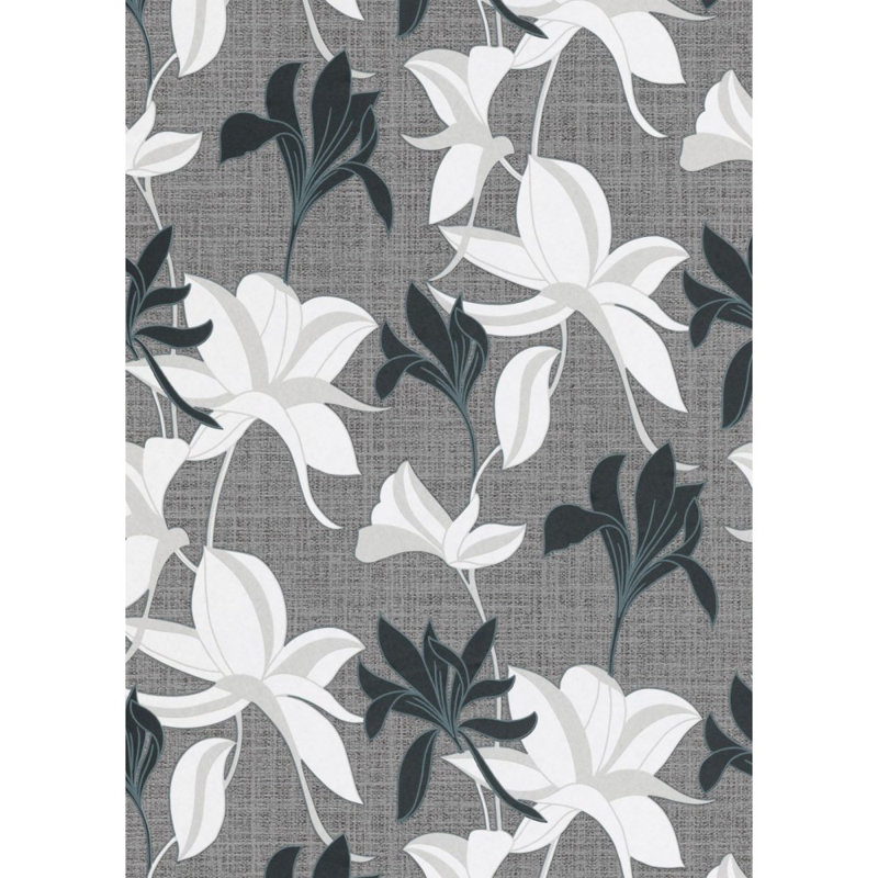 Rouleau de papier peint, Gris / noir / blanc
