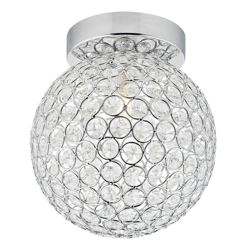 Robert Modern Metal and Clear Beaded Glass IP44 Rated Bathroom Ceiling Light