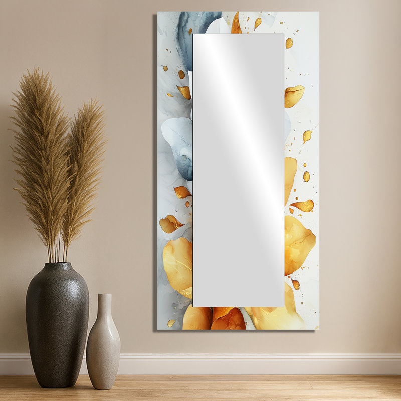 Velours orange fougères dansant de la tranquillité II - miroir floral pour décoration murale - imprimé sur métal