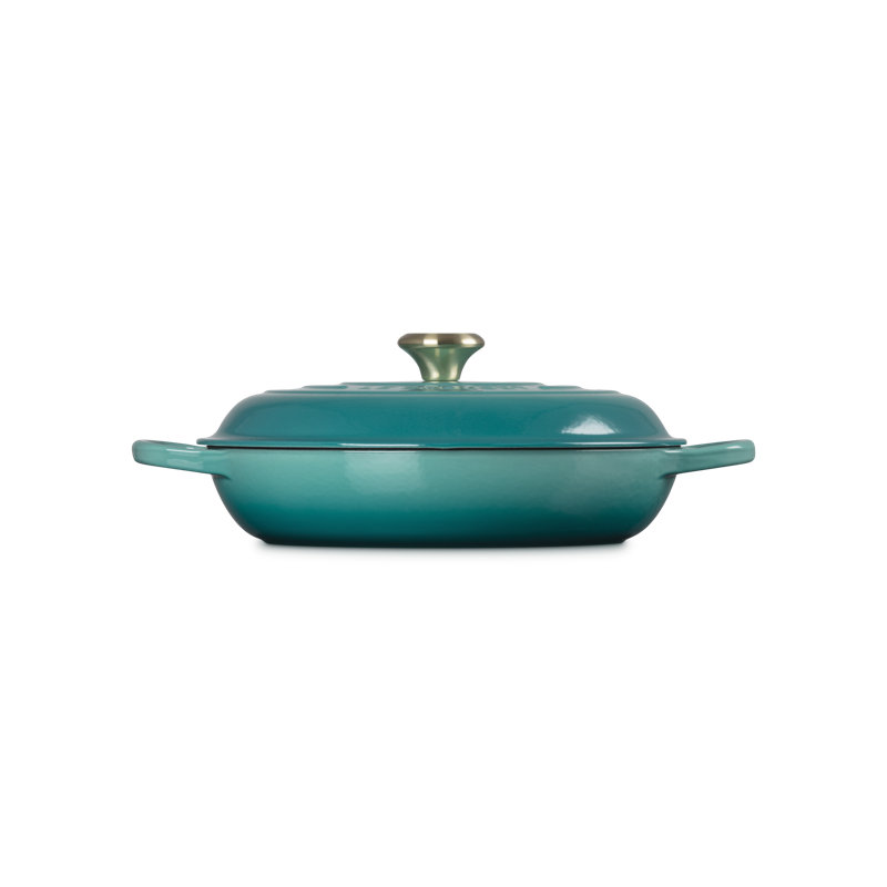 Le Creuset Signature Cast Iron Round Braiser, 5 Qt. - Blue Riviera, 5 quarts