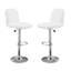 Tabouret réglable contemporain de 2 pièces, tabourets de salle à manger en similicuir blanc, base en métal, siège en cuir-70905772