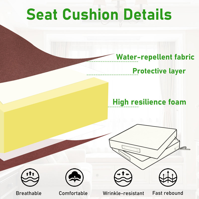 Outdoor Square Chair Cushions 20 x 20 x 4 Inch Waterproof Patio Chair Cushions for Patio Furniture Set of 2,red, Red