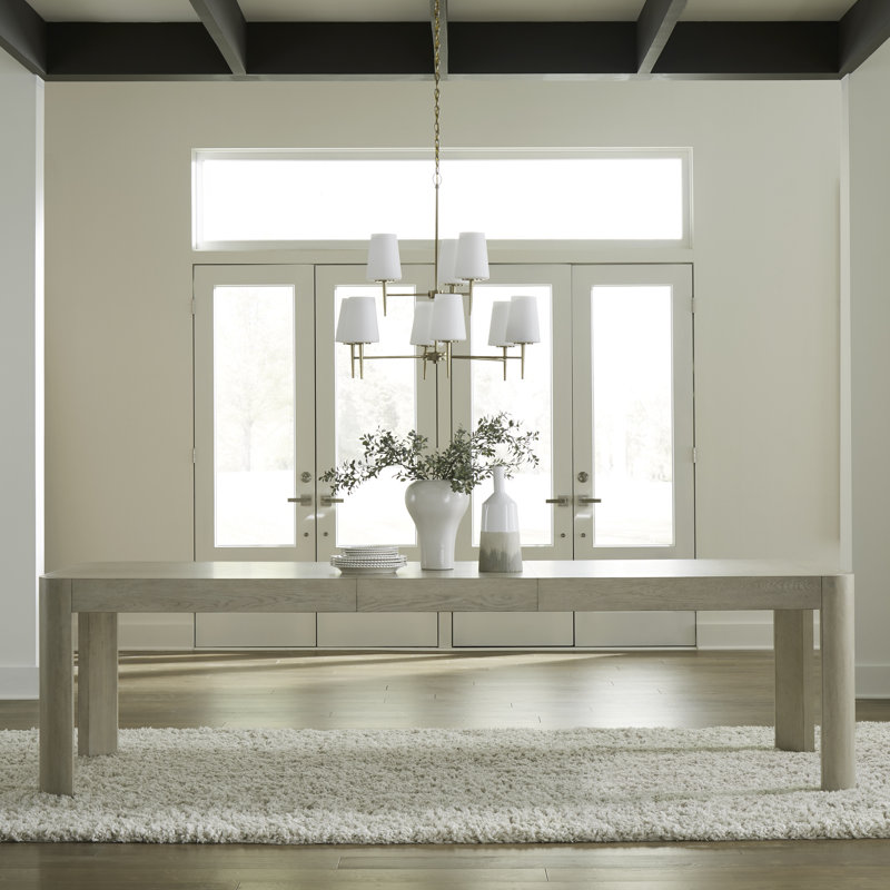 Shaly 6 Person Rectangular Dining Table Set w/ Upholstered Chairs, 7 Pieces: Table, 6 Chairs, Beige
