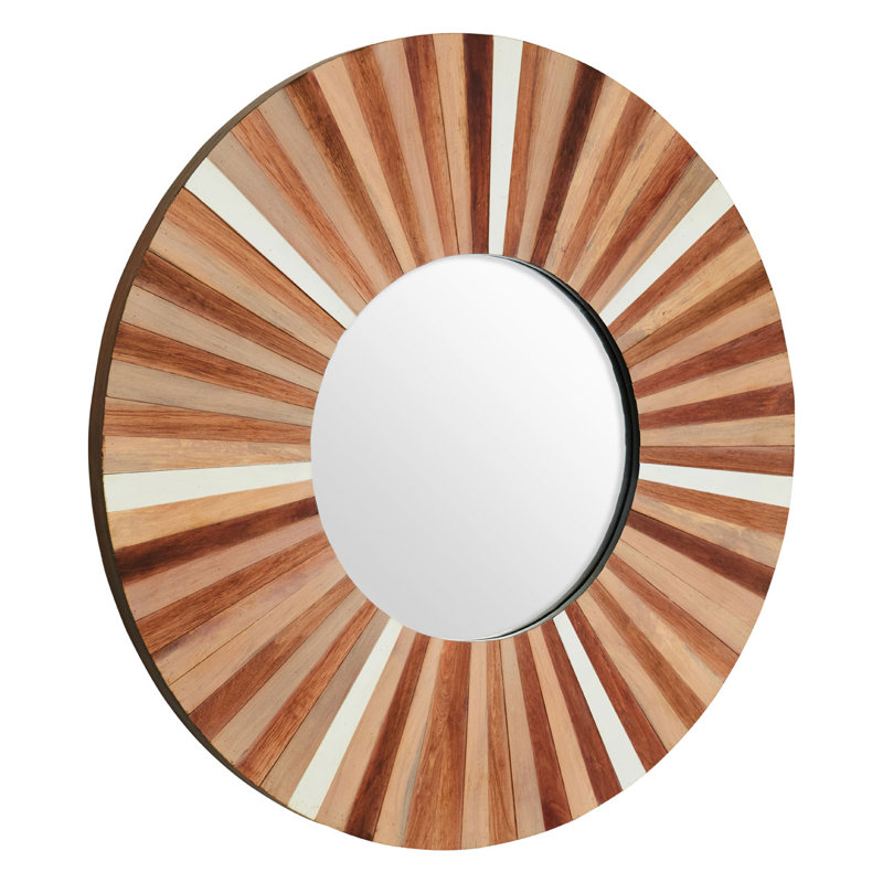 Pazar Solid Wood Flat Wall Mirror, Natural Wood