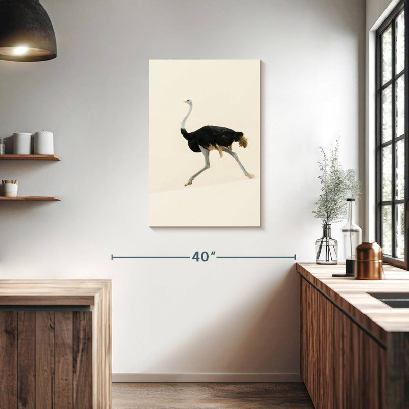 Autruche en mouvement, H 36 po x l 24 po