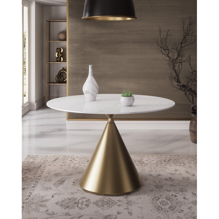 Lumri Modern Round 47'' Dining Table with Faux Marble Tabletop