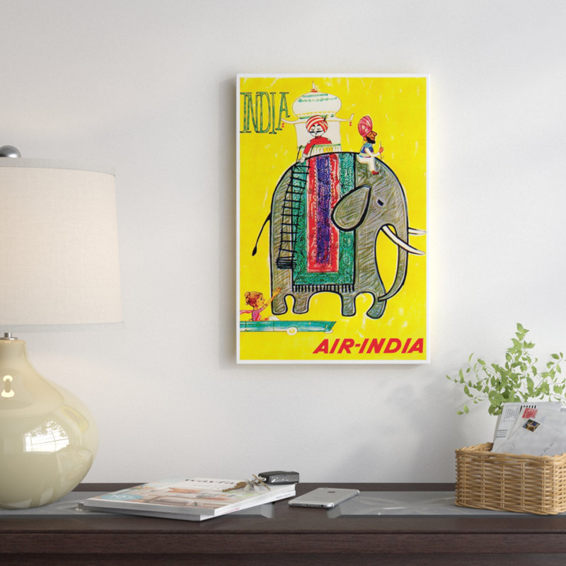 « India - Air India » publicité Vintage sur toile, 18" H x 12" L x 1,5" D