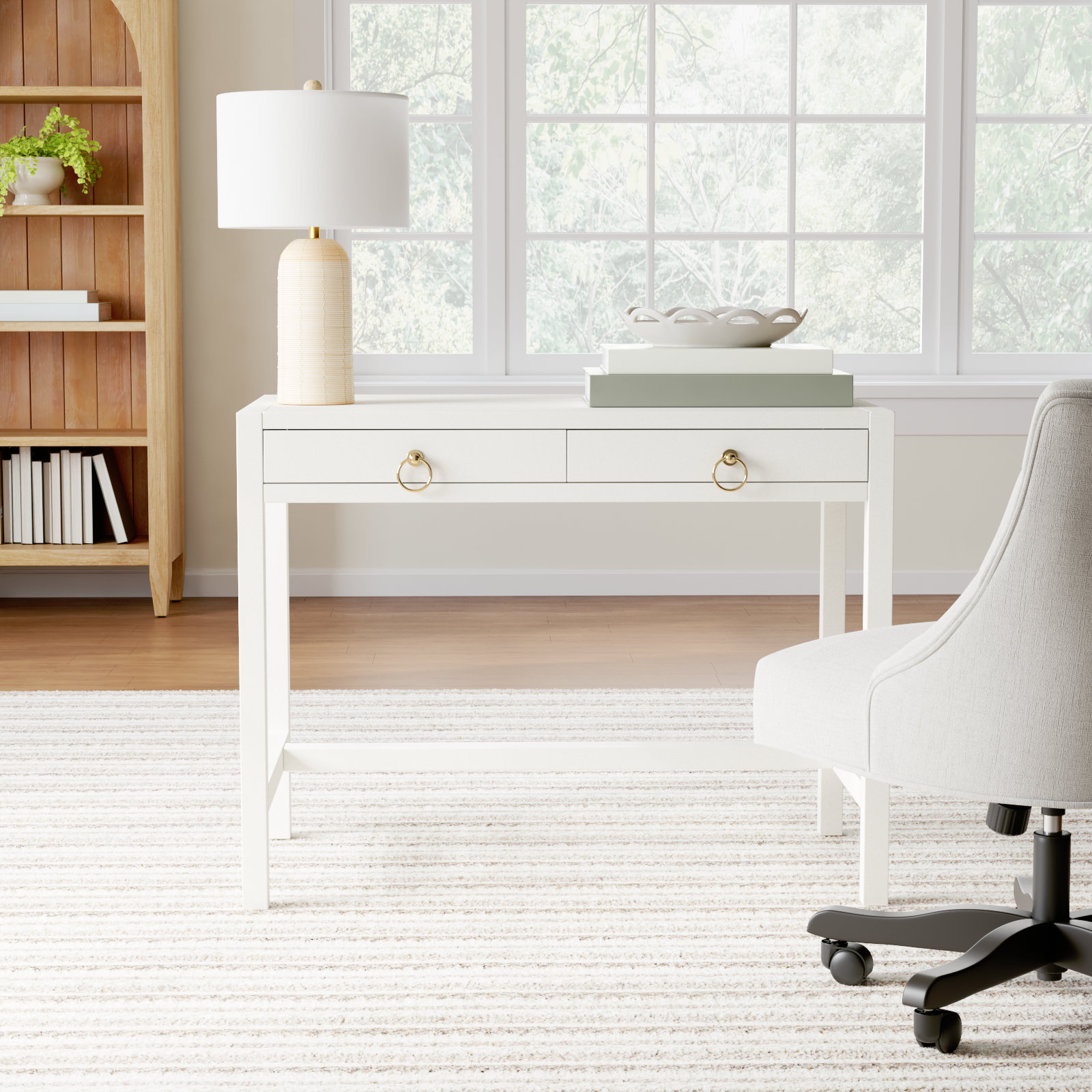 Elin Solid Wood Desk, White