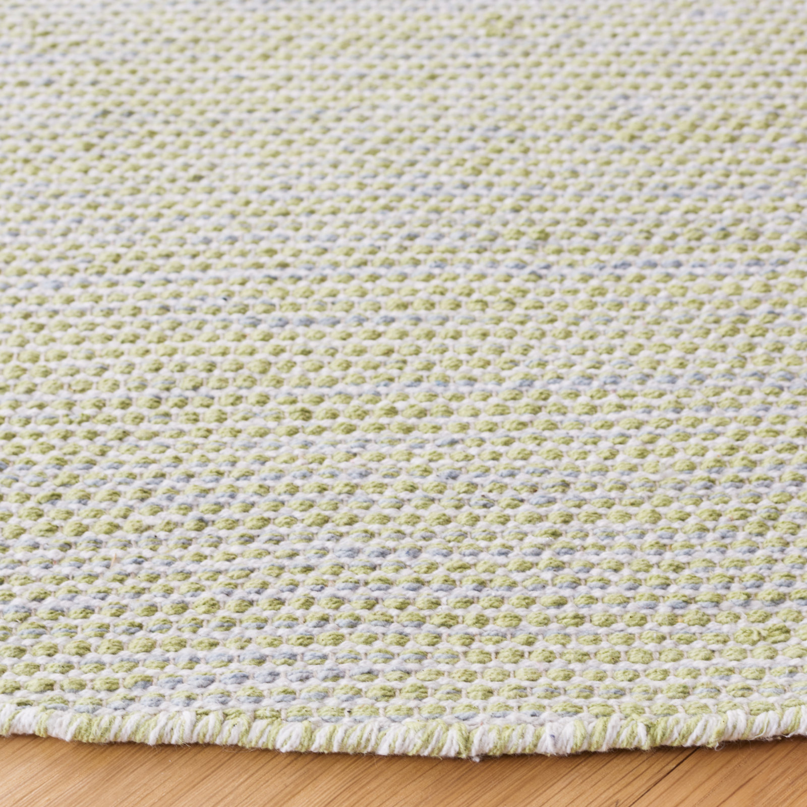 Dallis Green Ivory Handmade Cotton Rug, Round 6'