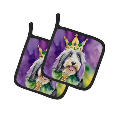 Paire de supports à casseroles Bearied Collie King of Mardi Gras