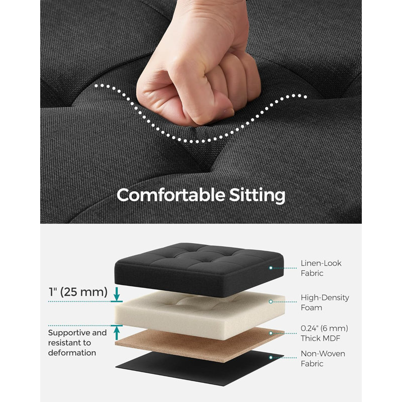38x38x38cm 38cm Wide Square Solid Colour Footstool Ottoman with Storage