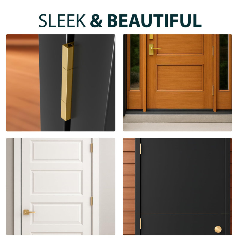 Charnières de porte MEGA HANDLES avec coins carrés (paquet de 3) - charnières de porte 4 x 4 po, charnières robustes pour chambre à coucher - laiton satiné