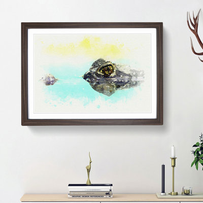 Peering Crocodile in Abstract - Picture Frame Graphic Art Print