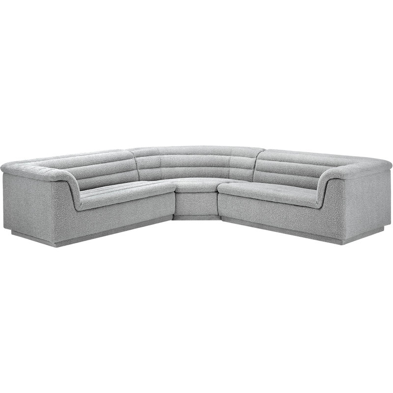Canapé modulaire rembourré 148 po Iyon, Tissu gris bouclé