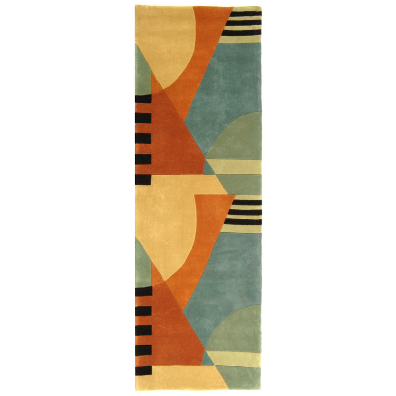 Abstract Hand-Tufted Wool Gold Area Rug, Runner 2'3" x 6'