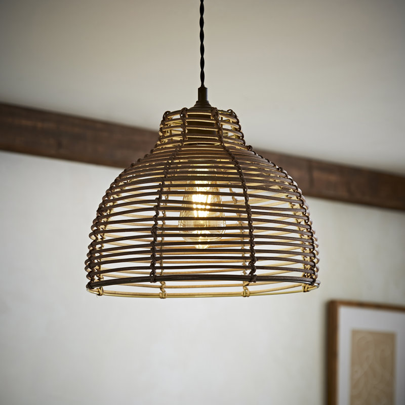 Hojovice 31cm Bamboo/Rattan Bowl Pendant Shade, Grey
