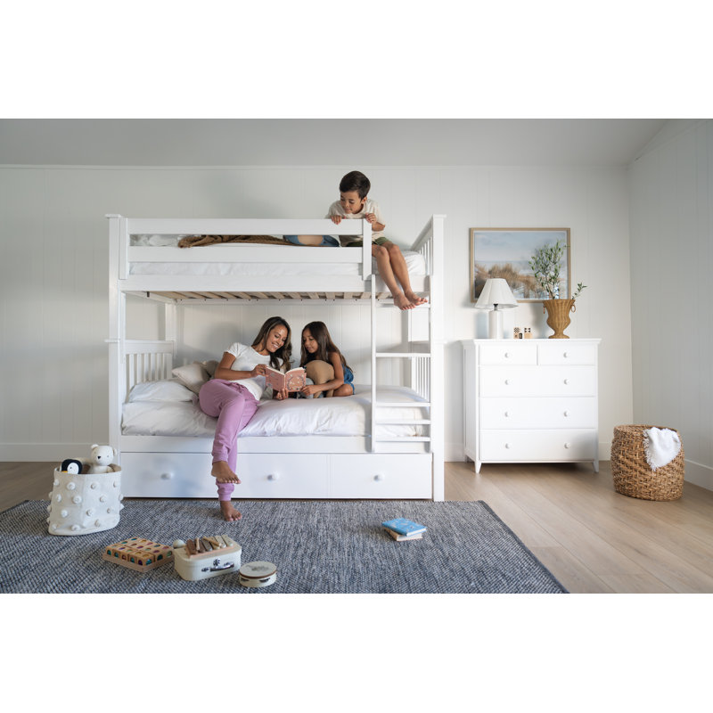Savona FSC®-Certified Oak Kids Bed/Bunk Bed, Twin/Twin Kids Bunk Bed, Washed White