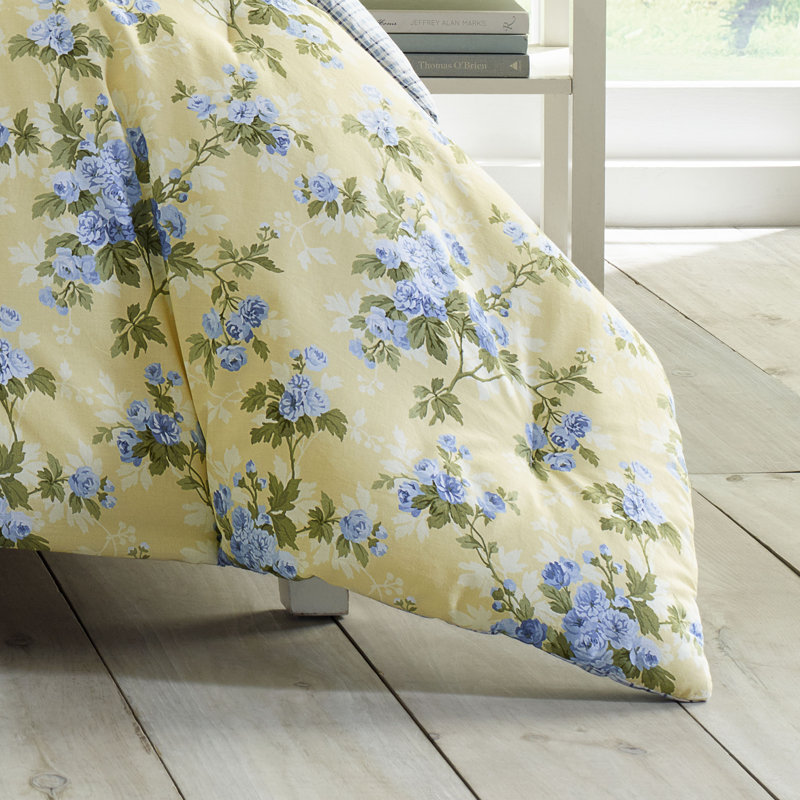 Ensemble de housse de couette en coton jaune Laura Ashley Cassidy, Housse de couette pour grand lit + 4 taies décora