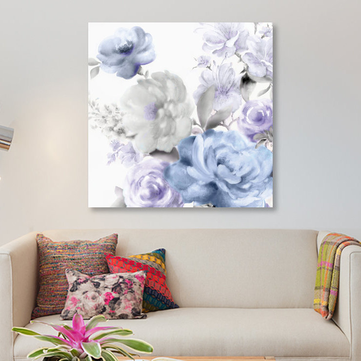 «Floral II», impression sur toile, H 18 po x l 18 po x P 1,5 po, Toile tendue, Pas de tapis