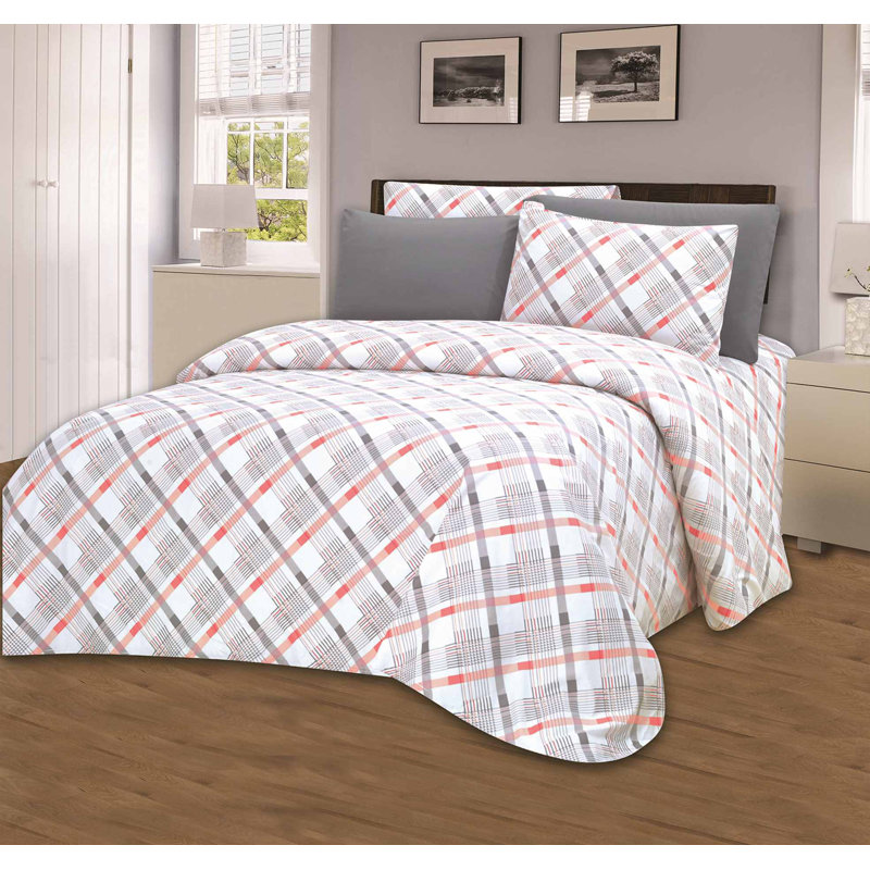 Ensemble de draps en microfibre à carreaux, Ensemble de draps pour lit simple + un drap-housse