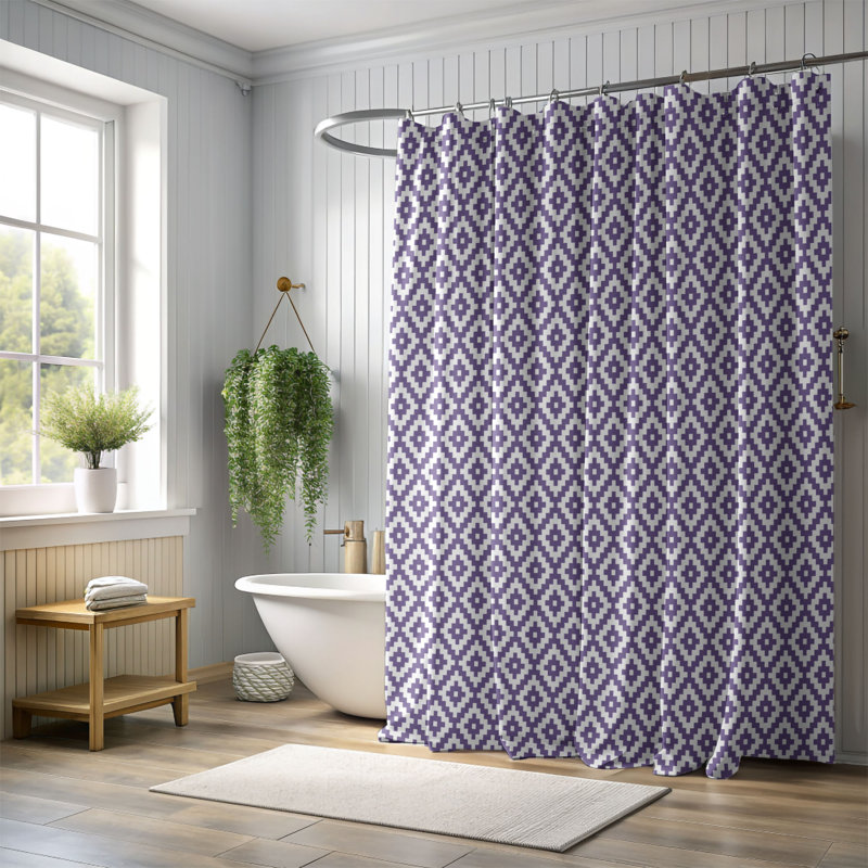 Whispers - Rideau de douche 1 pièce, Mauve, H 74 po x l 71 po