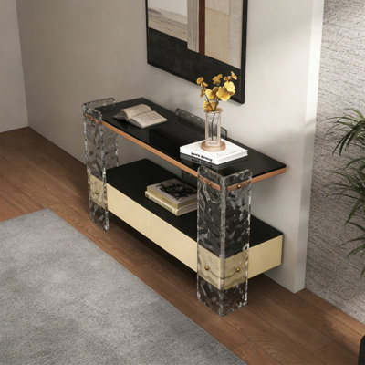 Console moderne à tiroirs en bois-acrylique